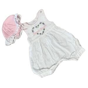 Lil Cactus bubble romper and eyelet lace bonnet size 3 months
